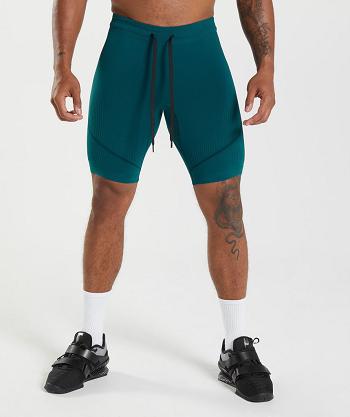 Pánské Šortky Gymshark 315 Seamless 1/2 Tyrkysové Černé | CZ 2193GSO